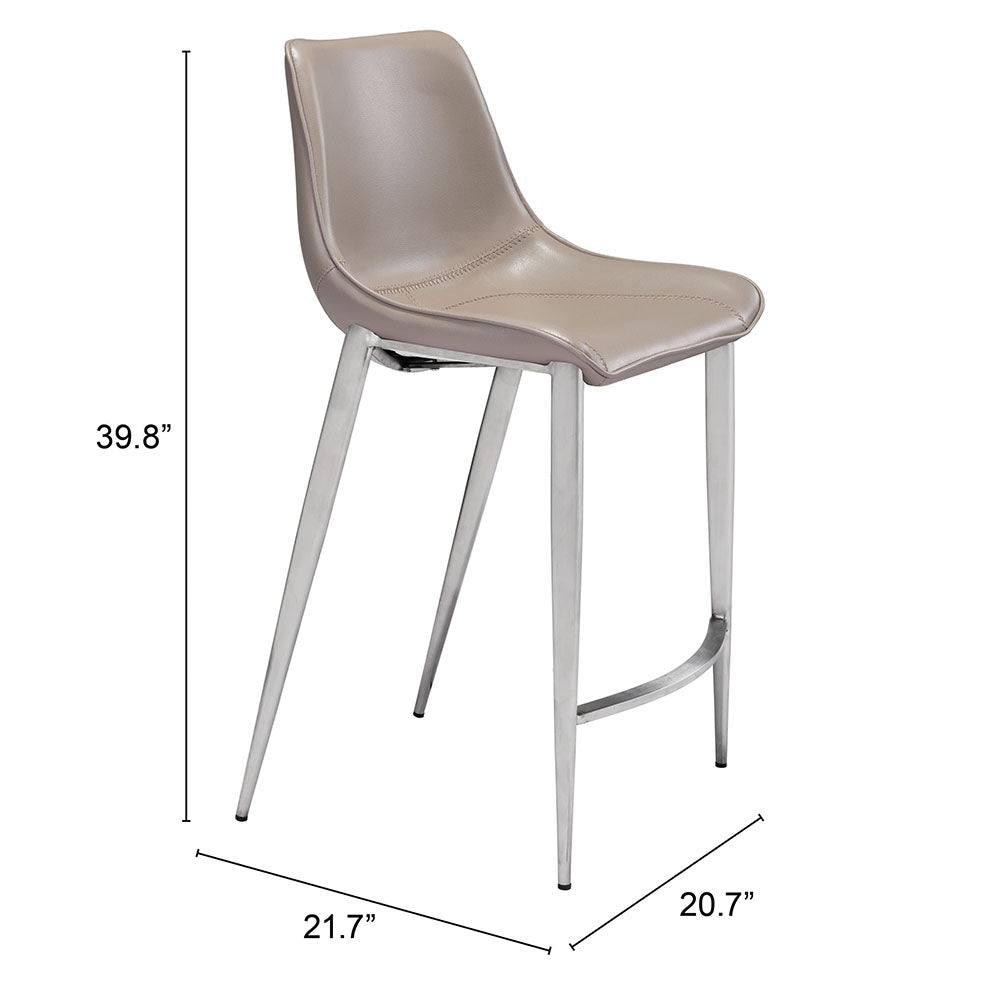 MAGNUS COUNTER STOOL BROWN & SILVER