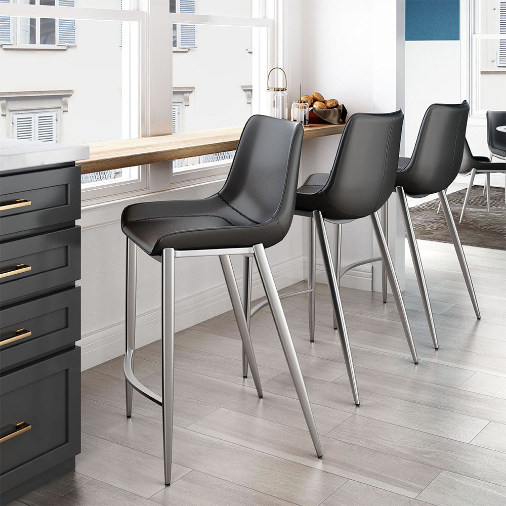 MAGNUS COUNTER STOOL BLACK & SILVER