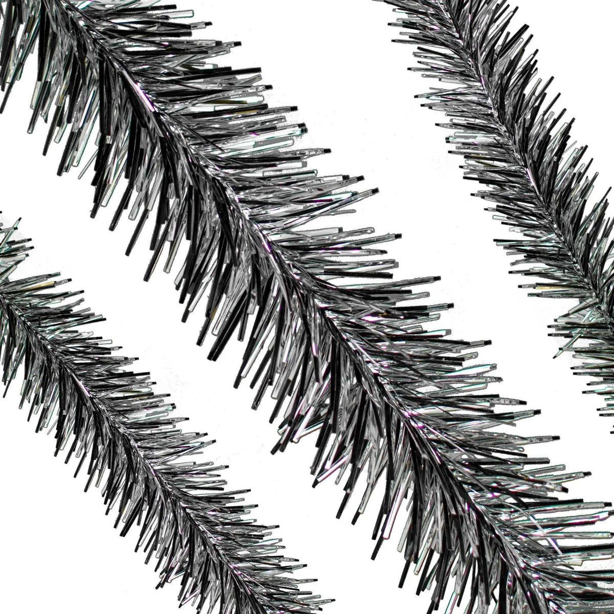 SILVER & BLACK TINSEL GARLAND