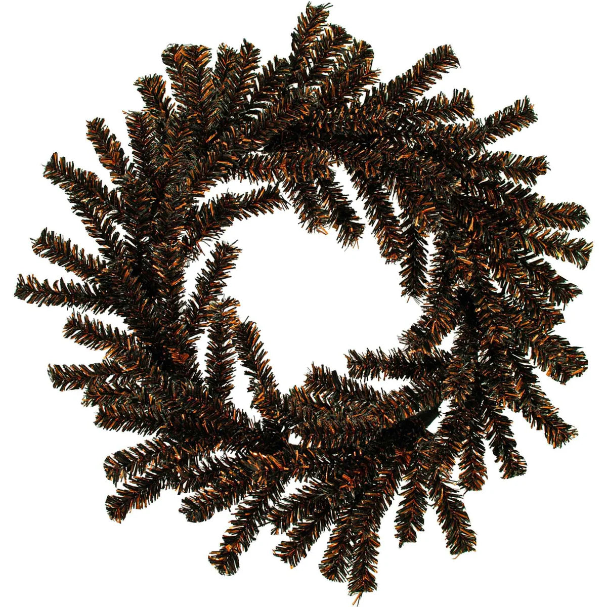 SPOOKY ORANGE AND BLACK 1IN FIREWORK TINSEL HALLOWEEN WREATH