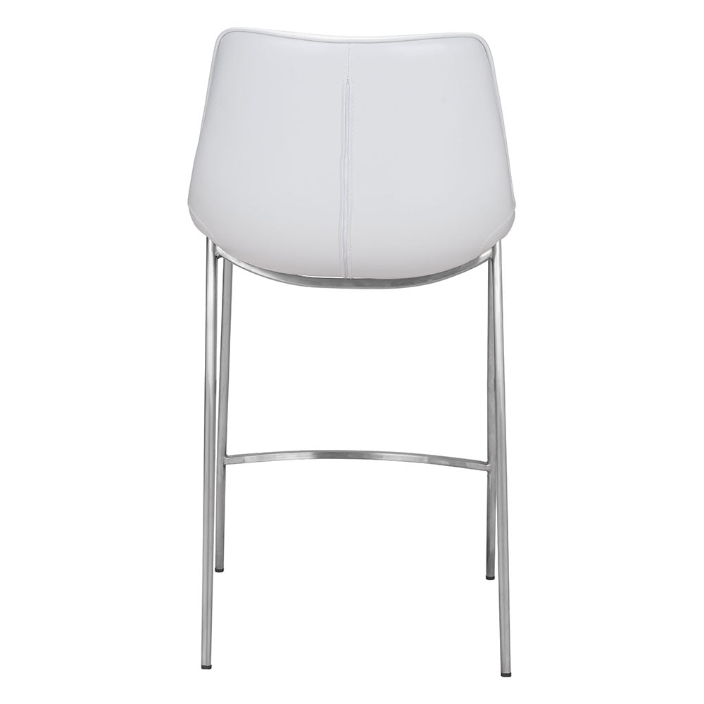 MAGNUS COUNTER STOOL WHITE & SILVER