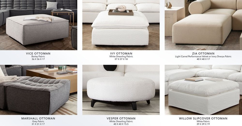 WILLOW 39" SLIPCOVER OTTOMAN