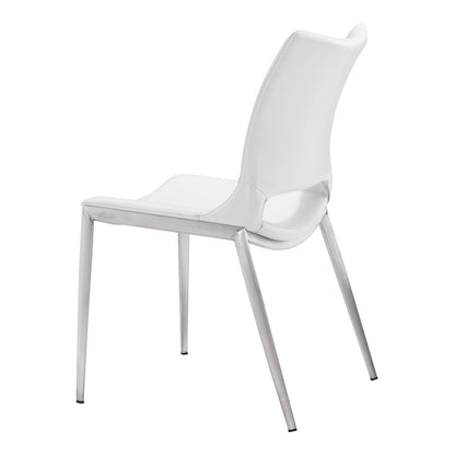 ACE DINING CHAIR WHITE & SILVER
