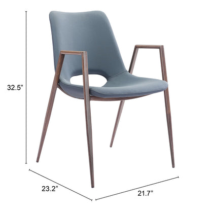 DESI DINING CHAIR AZURE GRAY & WALNUT
