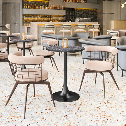 SAKU SWIVEL DINING CHAIR BEIGE & BROWN