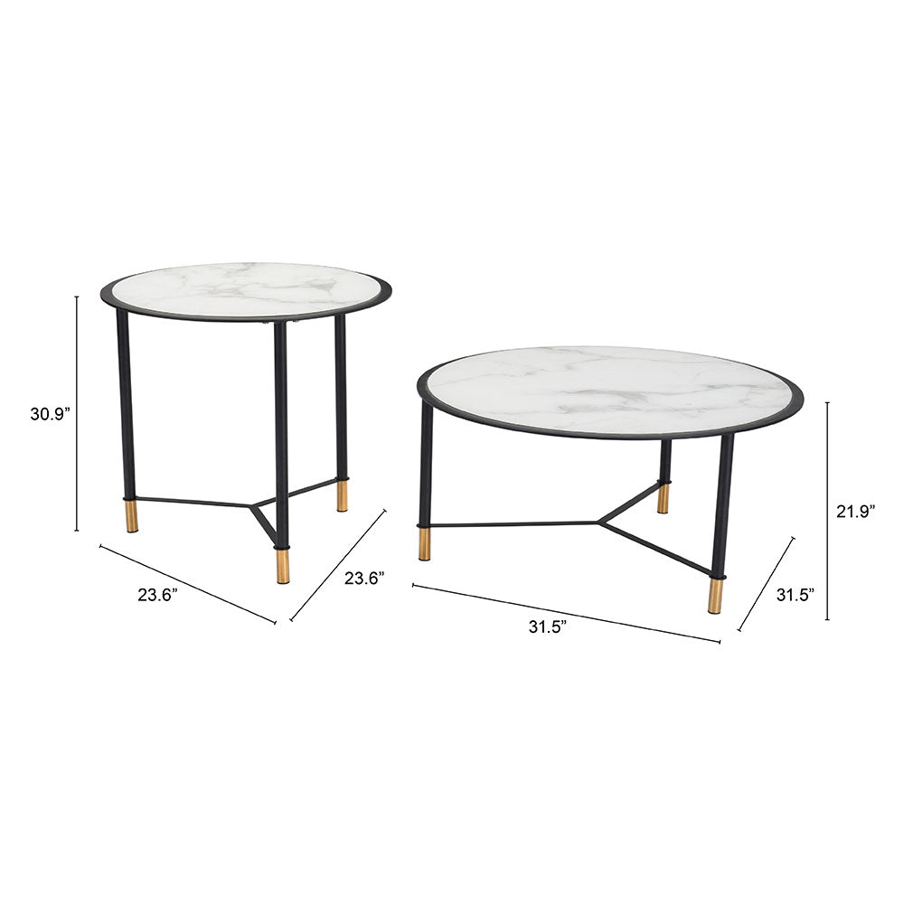 DAVIS COFFEE TABLE SET WHITE & BLACK