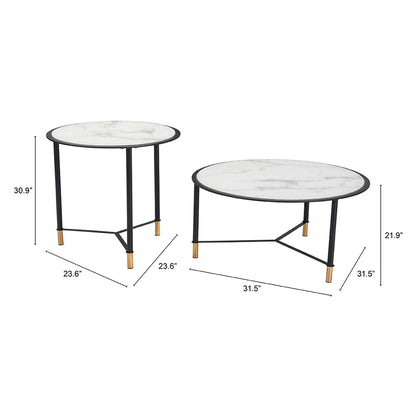 DAVIS COFFEE TABLE SET WHITE & BLACK