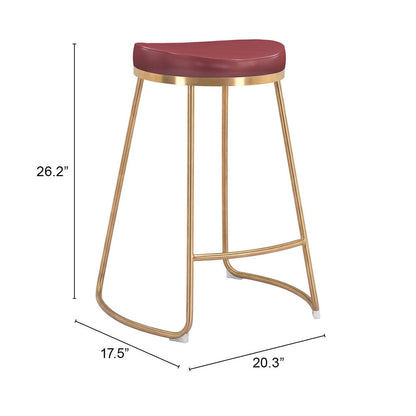 BREE COUNTER STOOL BURGUNDY & GOLD