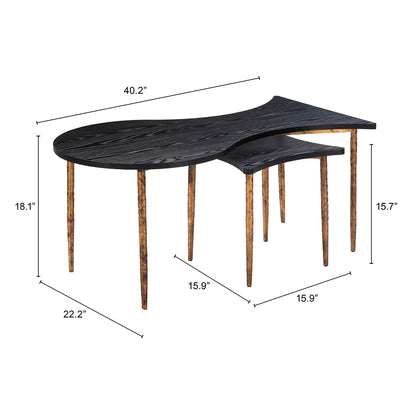 NORDEN COFFEE TABLE SET BLACK & BRONZE