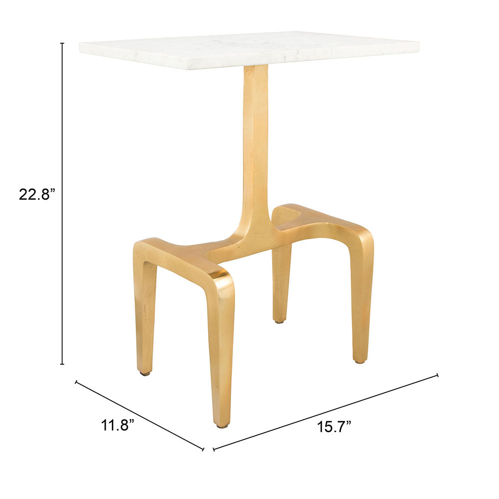 CLEMENT SIDE TABLE WHITE & GOLD