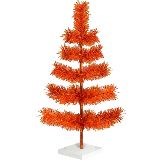 MATTE ORANGE TINSEL CHRISTMAS TREE