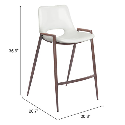 DESI COUNTER STOOL WHITE & WALNUT