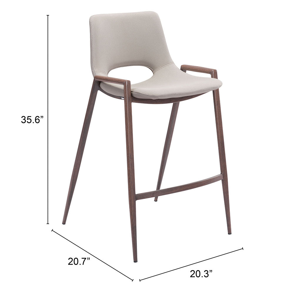 DESI COUNTER STOOL BEIGE & WALNUT