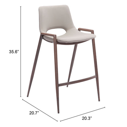 DESI COUNTER STOOL BEIGE & WALNUT