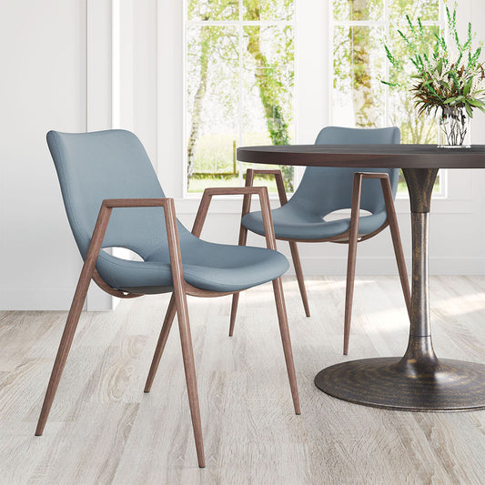 DESI DINING CHAIR AZURE GRAY & WALNUT