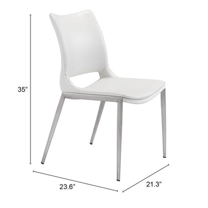 ACE DINING CHAIR WHITE & SILVER