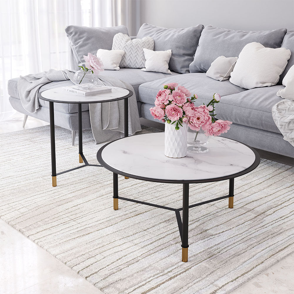 DAVIS COFFEE TABLE SET WHITE & BLACK