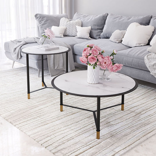 DAVIS COFFEE TABLE SET WHITE & BLACK