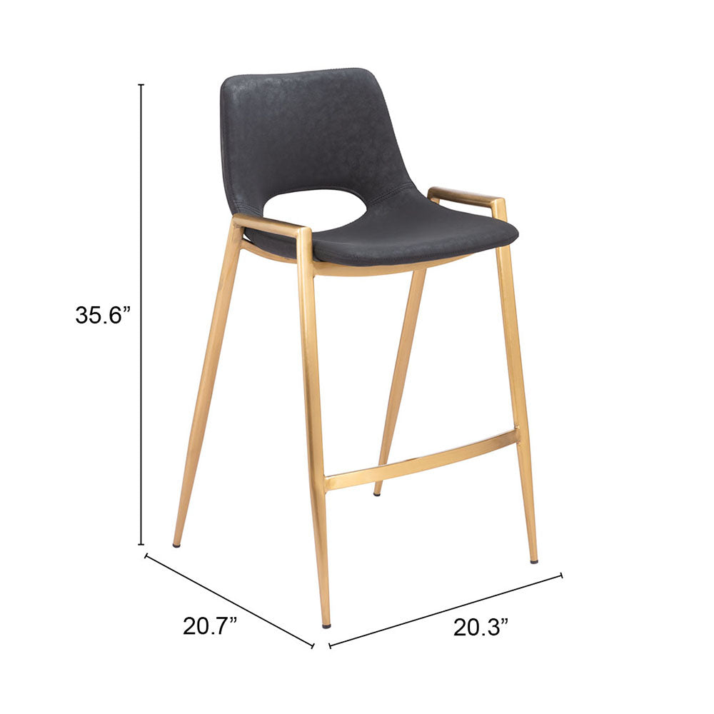 DESI COUNTER STOOL BLACK & GOLD