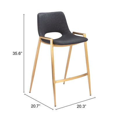 DESI COUNTER STOOL BLACK & GOLD