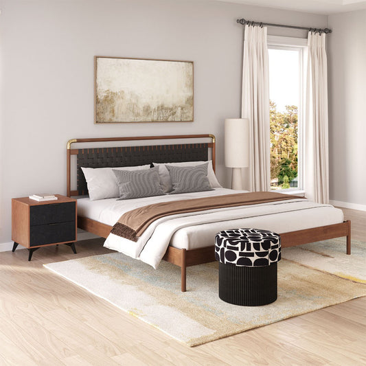 NETZ KING BED BLACK & WALNUT