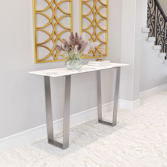 ATLAS CONSOLE TABLE WHITE & SILVER