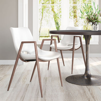 DESI DINING CHAIR WHITE & WALNUT