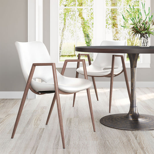 DESI DINING CHAIR WHITE & WALNUT