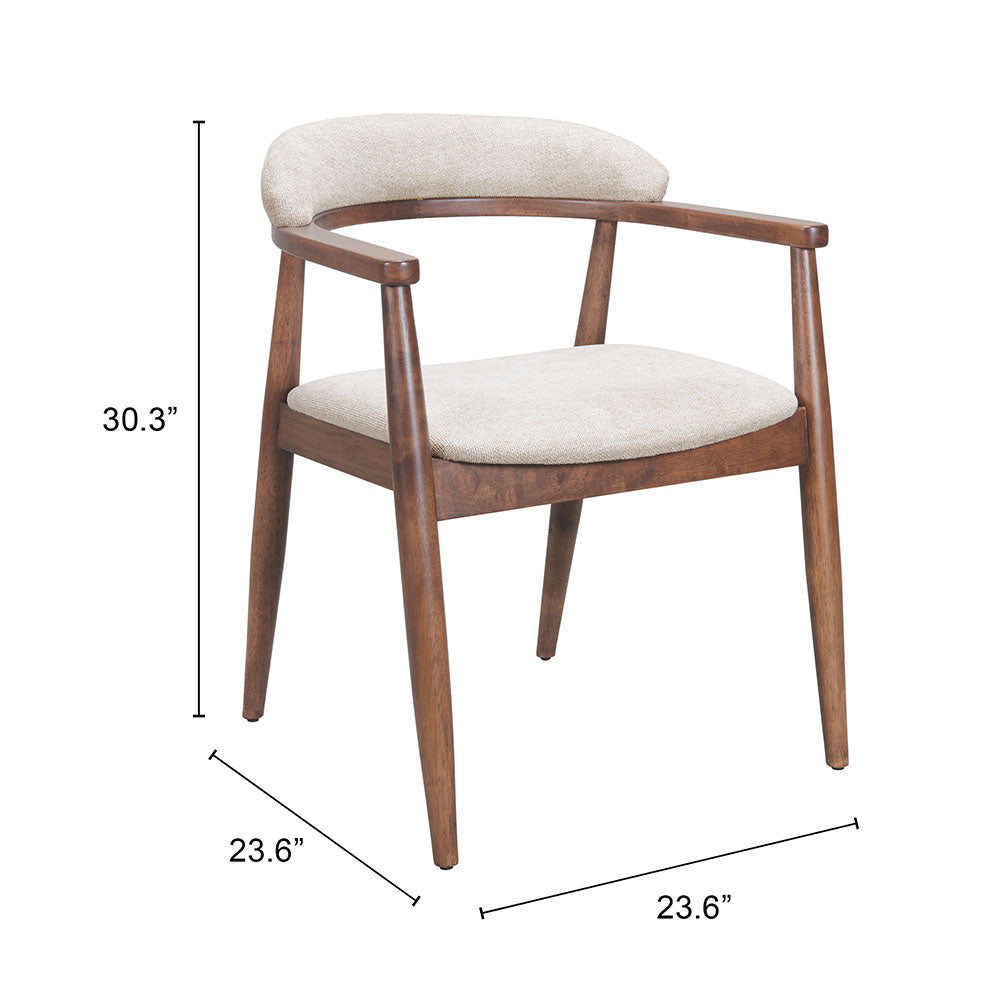 GOKA DINING CHAIR BEIGE & WALNUT