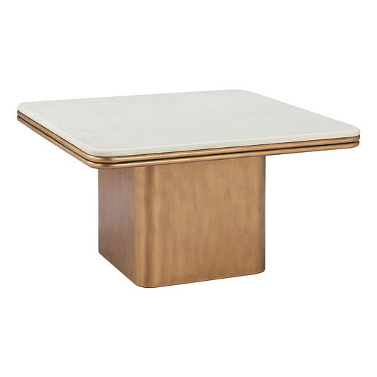 CHER COFFEE TABLE WHITE & BRASS