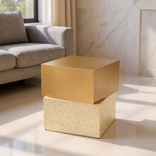 CINZA SIDE TABLE GOLD & BEIGE