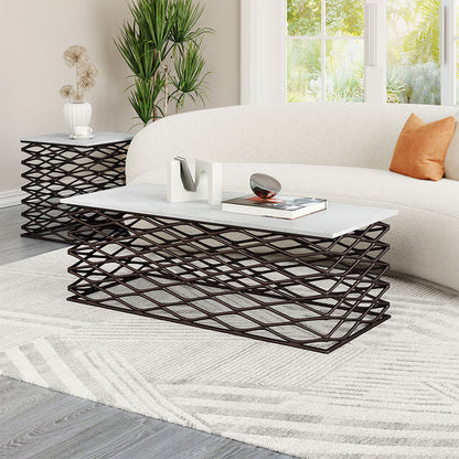 DUCHESS COFFEE TABLE WHITE & ANTIQUE BRONZE