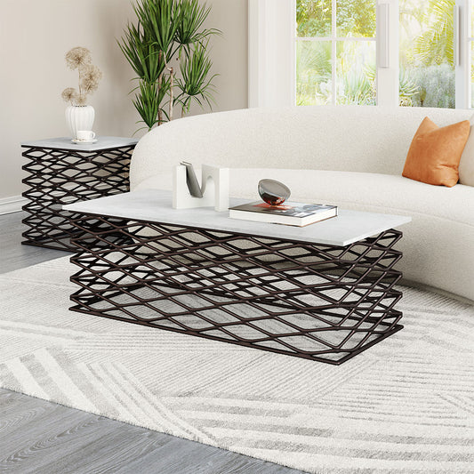 DUCHESS COFFEE TABLE WHITE & ANTIQUE BRONZE