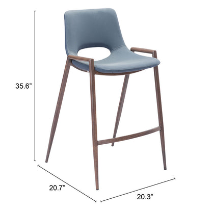 DESI COUNTER STOOL AZURE GRAY & WALNUT
