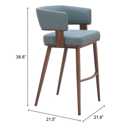 POISE BARSTOOL AZURE GRAY & WALNUT