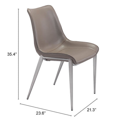 MAGNUS DINING CHAIR BROWN & SILVER