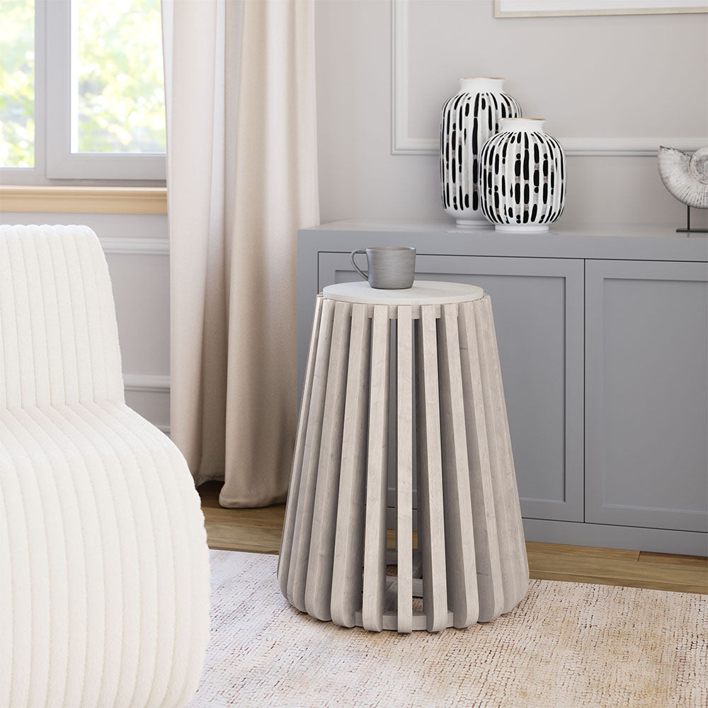 CYPRUS SIDE TABLE WHITE & WHITEWASHED