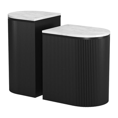 ORMARA SIDE TABLE SET WHITE & BLACK