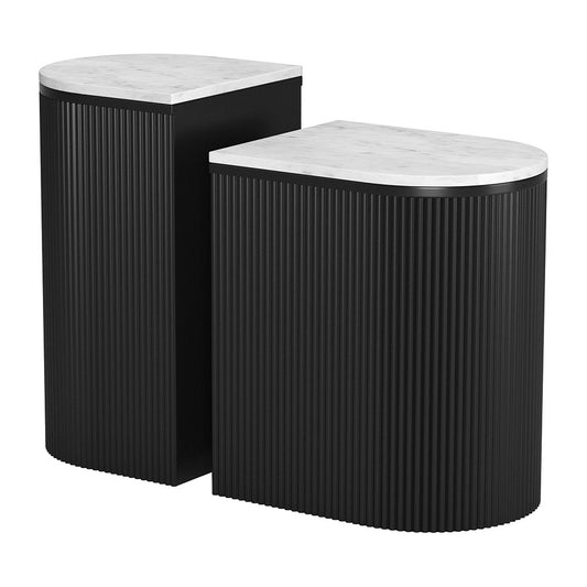 ORMARA SIDE TABLE SET WHITE & BLACK