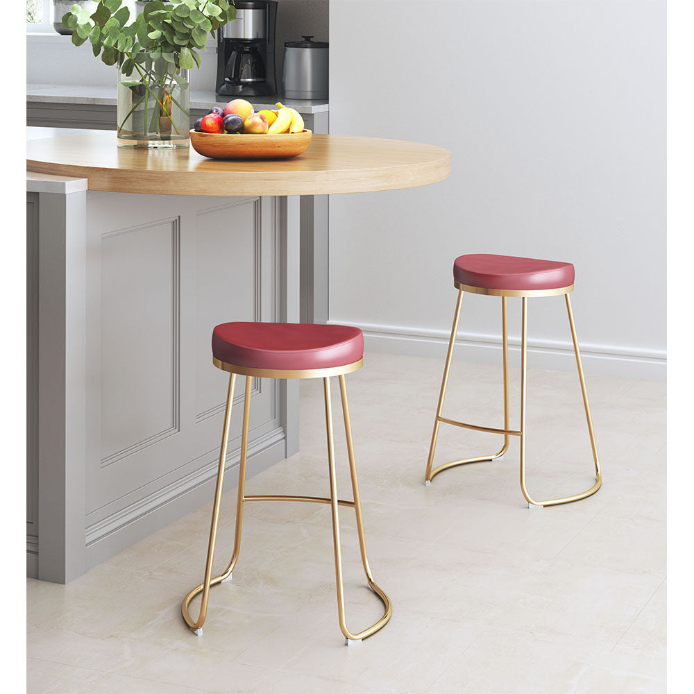 BREE COUNTER STOOL BURGUNDY & GOLD