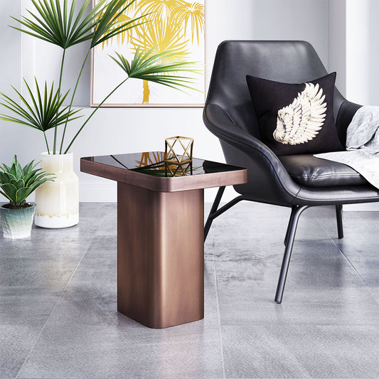 MARCOS SIDE TABLE BLACK & ANTIQUE BRONZE