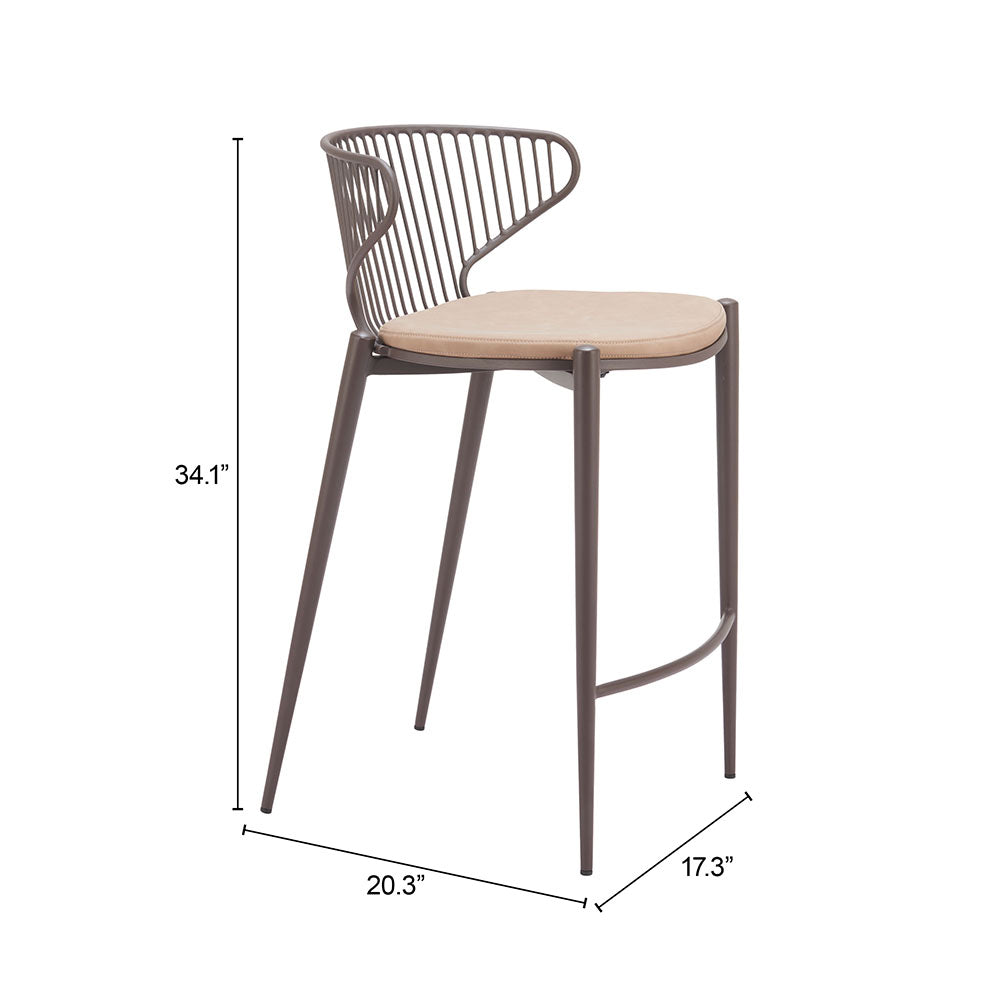 SILUES COUNTER STOOL TAUPE & BROWN