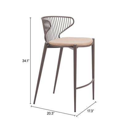 SILUES COUNTER STOOL TAUPE & BROWN