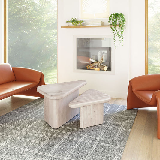 NAVIDIC COFFEE TABLE SET WHITEWASHED