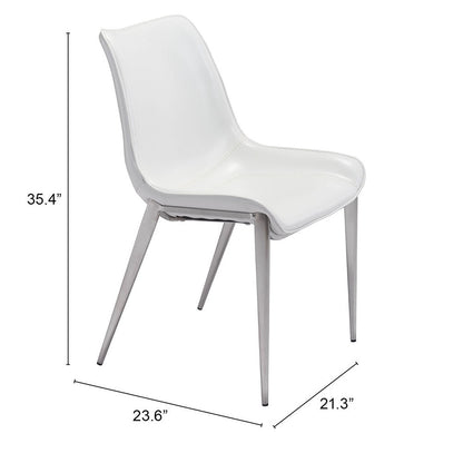 MAGNUS DINING CHAIR WHITE & SILVER