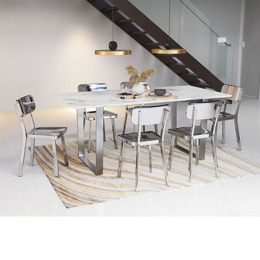 ATLAS DINING TABLE WHITE & SILVER