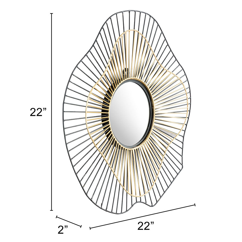 COMET ROUND MIRROR BLACK & GOLD