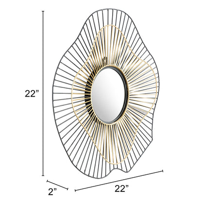COMET ROUND MIRROR BLACK & GOLD