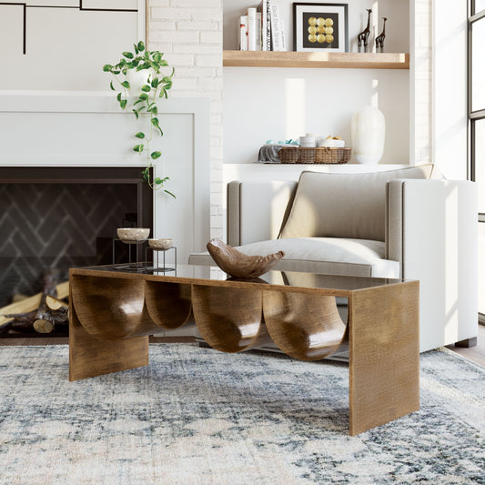 REED COFFEE TABLE BRASS & BLACK