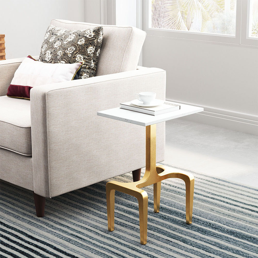 CLEMENT SIDE TABLE WHITE & GOLD